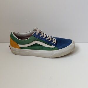Unisex Vans Old Skool Skate Shoes - Green, Blue & White (Men's 6/Women's 7.5)